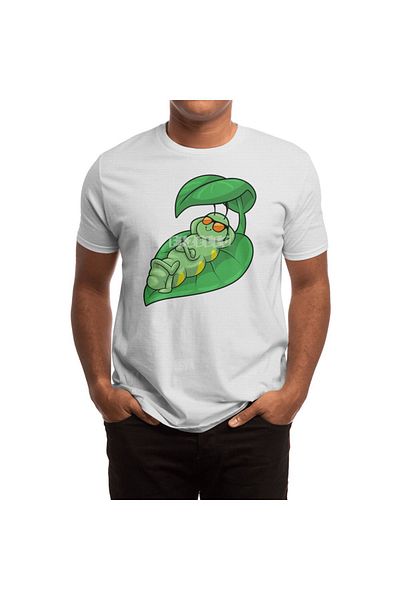 Fizello Bílé tričko pro muže a ženy - Caterpillar With Leaf Unisex Design