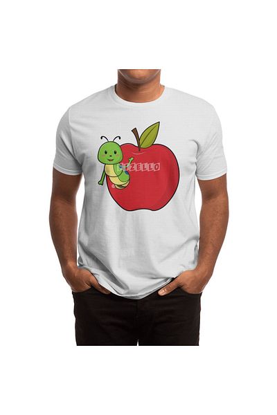 Fizello Tricou alb cu model Apple Caterpillar pentru bărbați și femei