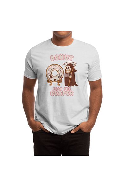 Fizello Donut Fear The Reaper - Tricou alb unisex, stil Kawaii, muzică de Halloween drăguță