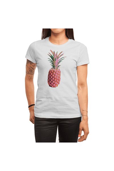 Fizello Λευκό μπλουζάκι Lonely Pink Pineapple Unisex για άνδρες και γυναίκες
