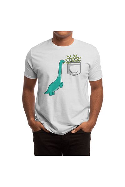 Fizello Tricou Dino PLANT pentru bărbați și femei - alb unisex, imprimat Dino