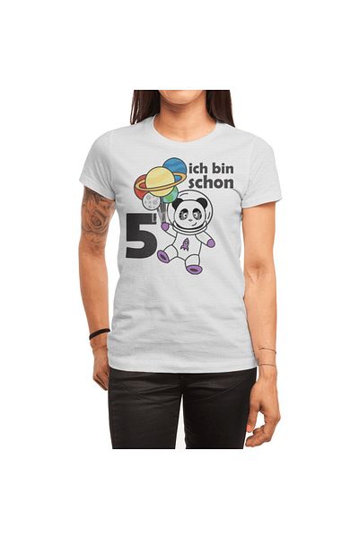 Fizello Panda Space Planet - Λευκό μπλουζάκι Unisex 5 γενεθλίων με 5 χρόνια