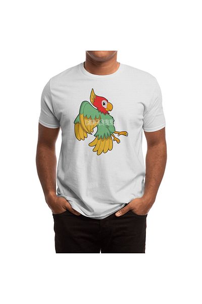 Fizello Parrot με Red Head Λευκό Unisex T-shirt για άνδρες και γυναίκες