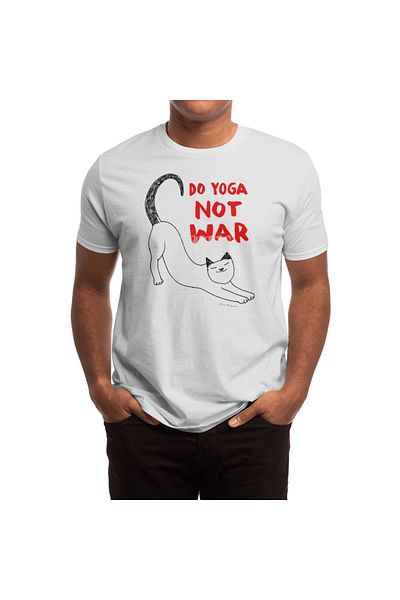 Fizello Do Yoga - War Cat Unisex Λευκό T-Shirt
