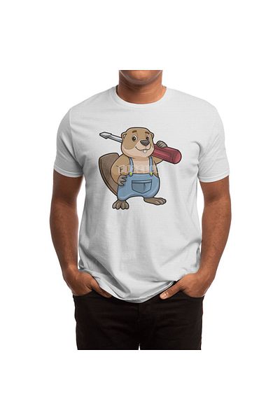 Fizello Beaver - Tricou alb pentru bărbați, femei și unisex, Craftsman cu design Slotted Screwdriver