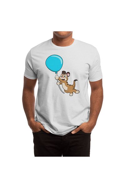 Fizello Tricou alb cu imprimeu cu balon cu guler Meerkat pentru bărbați și femei