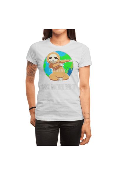Fizello Tricou alb unisex - Cămașă Ziua Pământului, Salvați Mother Earth Sloth Dabbing Design, Cadou perfect pentru femei și bărbați