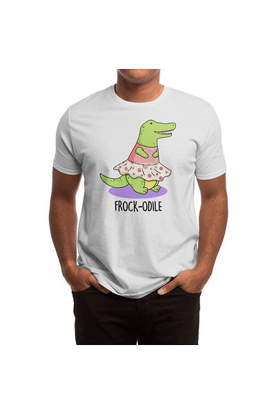 Fizello Tricou alb pentru bărbați și femei - Frock-odile Cute Crocodile Pun Design