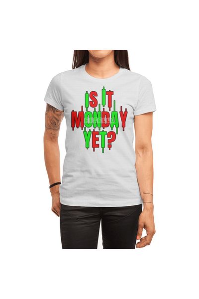 Fizello Λευκό μπλουζάκι Unisex - Θέμα 'Is Monday Yet' Btc Crypto Wallstreetbets