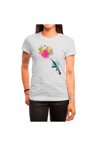 Fizello Ilustrație Ak 47 Flowers - Tricou alb unisex