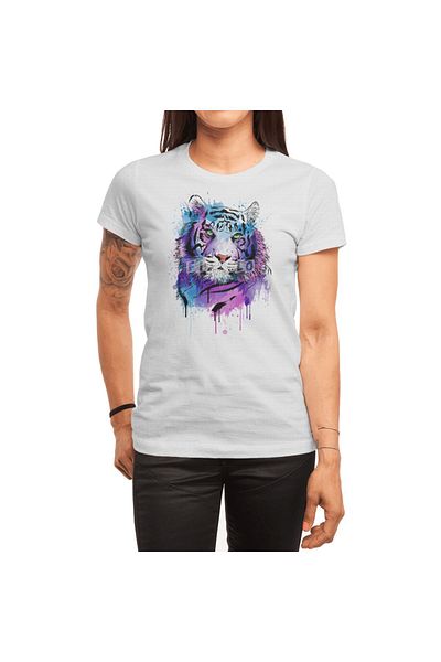 Fizello Tricou alb pentru bărbați și femei - Design unisex Tiger Watercolor