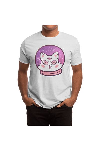 Fizello Λευκό μπλουζάκι Unisex - Space Lovely Kitty Design