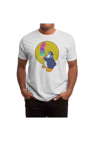 Fizello Tricou simplu cu fustă pinguin - Tricou alb unisex pentru bărbați și femei