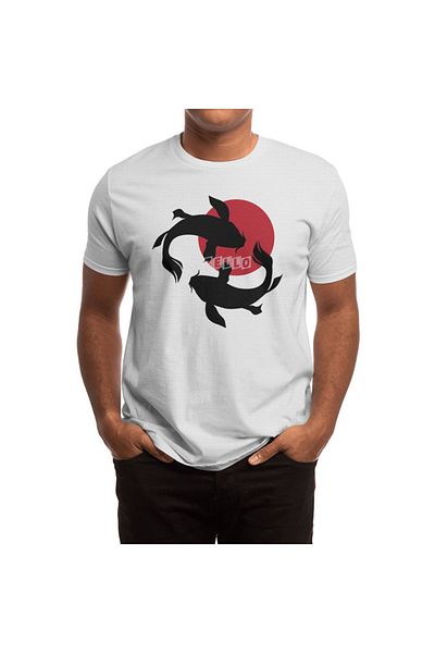 Fizello Ανδρικό και γυναικείο λευκό μπλουζάκι Unisex Koi Fishes