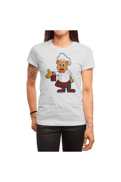 Fizello Μπλουζάκι για άνδρες και γυναίκες - Bear As Cook With A Chef's Hat, Unisex Λευκό T-shirt