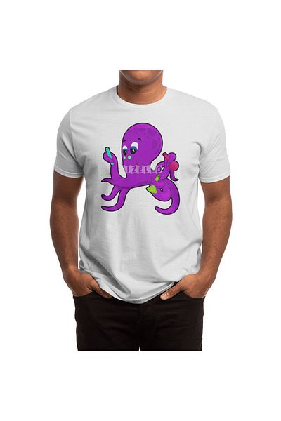 Fizello Octopus - T-shirt για άνδρες και γυναίκες, Unisex λευκό μπλουζάκι, σχέδιο εργαστηριακού εξοπλισμού