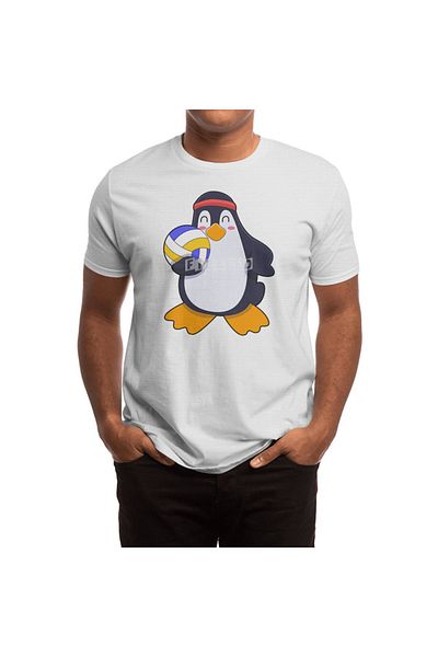 Fizello Tricou Volleyball cu Motiv Pinguin - Bărbați, Femei, Unisex Alb