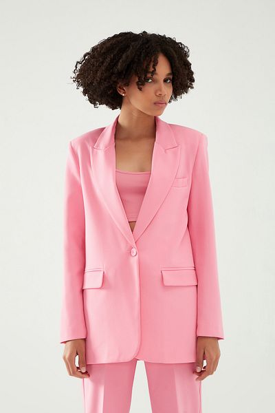 Quzu Women's Candy Pink Blazer Jacket