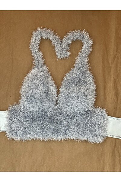 scyllastore Aura Silver Özel Tasarım Simli Gümüş Kürk Büstiyer