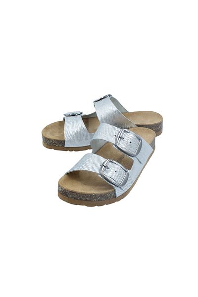 Eric Nurnberg kaitlyn Silver Leather Slippers - Comfortable and Stylish