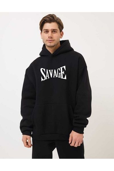 BUY CENTER Унисекс суитшърт с овърсайз принт Savage