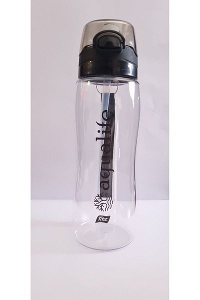 Hane216 BPA Free Meticulous Button Automatic Straw Drinker with Lid - Transparent Flask