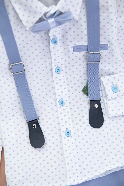 Ege Bebek Erkek Çocuk Papyonlu Pantalon Askılıklı Gömlek Ve Keten Pantalon Alt Üst Takımı