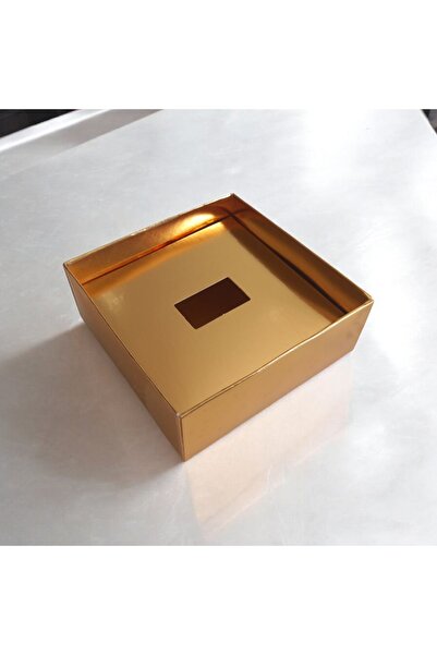 BOXSTATION 8x8x3 Asetat Kapaklı Altın Metalize İçten Kapanan Zikirmatik Kutusu Gold 25 Adet