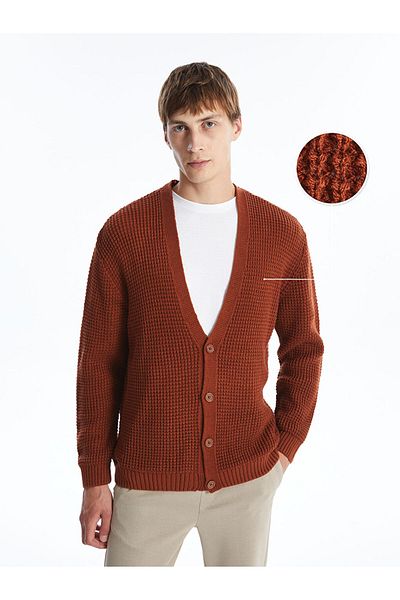 LC Waikiki Men's Knitwear Cardigan - Standard Fit, V-Neck