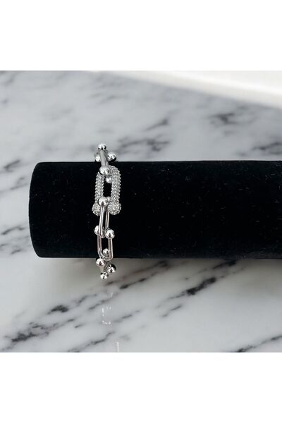 Asteria Jewelry سوار فولاذي نسائي موديل تيف فضي