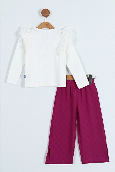 Egelite KIZ ÇOCUK 2-6 YAŞ MEVSİMLİK FİSTOLU UZUN KOLLU BİSİKLET YAKALI AYROBİN PANTALONLU İNCE TAKIM