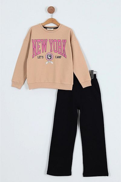 voyyo kids baby Комплект сезонен костюм с дълъг ръкав и щампа за момичета на възраст 6-10 години