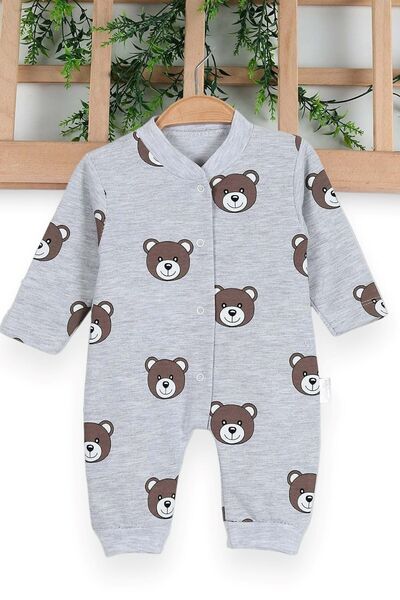 VOY KİDS 0-6 Months UNISEX Jumpsuit - Ayik Printed, Cuffed and Seasonal