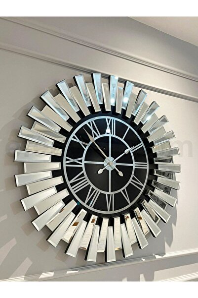 Efe Ayna PİYANO X-GÜMÜŞ AYNA DUVAR SAATİ-65cm