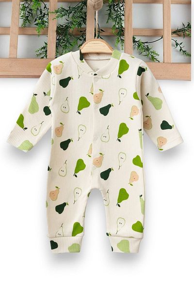 Egelite 0-1-3-6 Months Girl's Jumpsuit - Fruit Print, Fittle and Snap Fastener Jumpsuit Without Booties / Thin Fabric