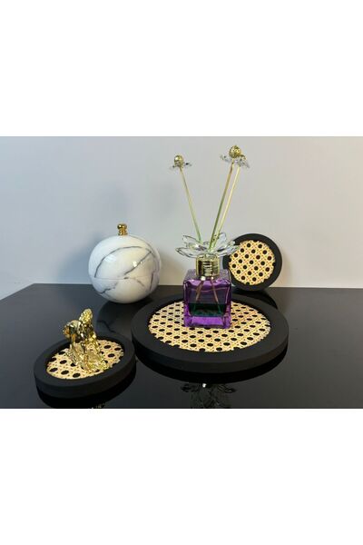 RATTAN CONCEPT طقم دائري من الخيزران مكون من قطعتين - صينية دائرية مقاس 20 سم...