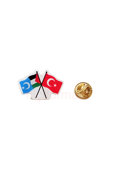 East Turkestan Palestinian and Turkish Flag Flag Collar Badge 1 Piece