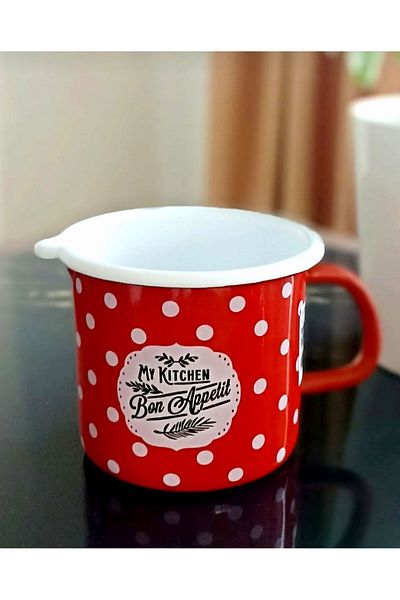 AVŞARR Retro Red Enamel Milk Jug and Egg Boiling Coffee Pot Container