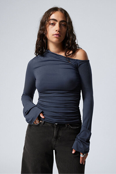 Les Séduisantes c.a. Μπλούζα με κορδόνια από ύφασμα κατάδυσης με έναν ώμο