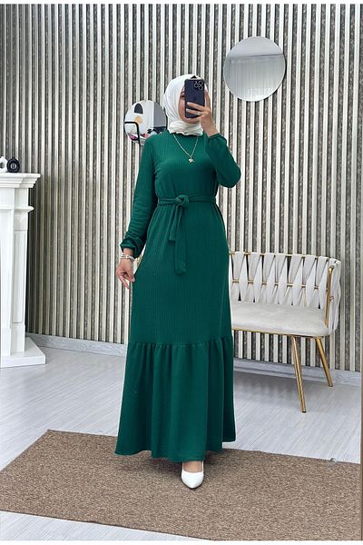 Moda Krash Seasonal Belted Dress with Hair Pattern
