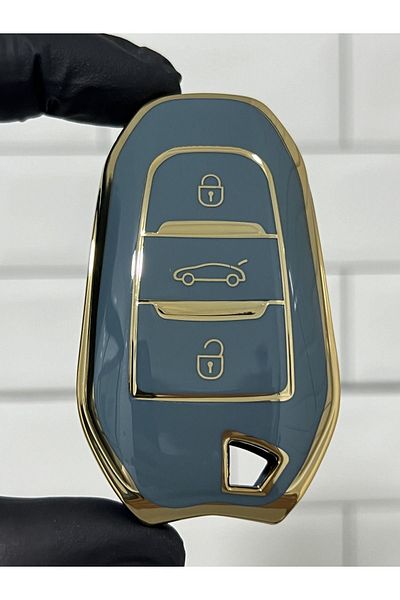 GMA KEYS Opel Combo Crossland X Grandland X Mokka Corsa F Nano Husa de cheie fără sustas Gri Aur Culoare Aurie