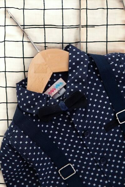 voyyo kids baby Papion pentru băieți Cămașă de in Pantaloni agățați Partea de jos de vacanță Top Set pentru copii