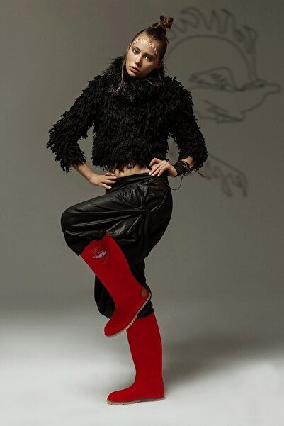 SOUL MADE -kam-kırmızı Tasarım Kadın Uzun Çizme