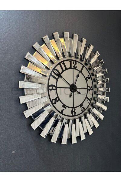Genel Markalar PİYANO XX-GÜMÜŞ AYNA DUVAR SAATİ-83cm