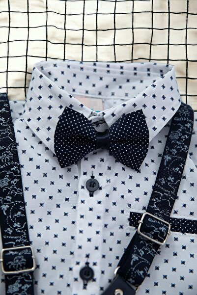 voyyo kids baby Boy's Bow Tie Shirt Linen Trousers Hanging Holiday Bottom Top Children's Set