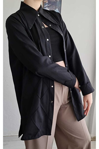 PNRSTİL Special Design Poplin Ribbed Women's Shirt