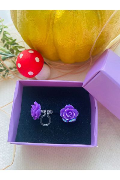 1PARÇAMAVİ Non-perforated Ear Children's Earrings - Transparent Invisible and Clip