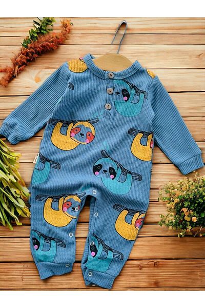Egelite Boys Girls and Baby Seasonal Long Sleeve Jumpsuit with Snap Buttons Waffle Fabric Koala Printed Jumpsuit
