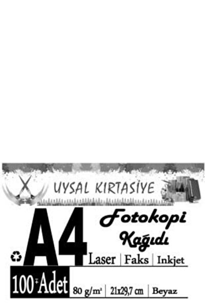 Uysal Kırtasiye 80Gr Quality A4 Paper - Pack of 100