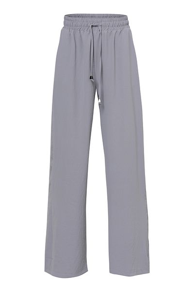 Quzu Elastic Waist Wide Leg Trousers Gray